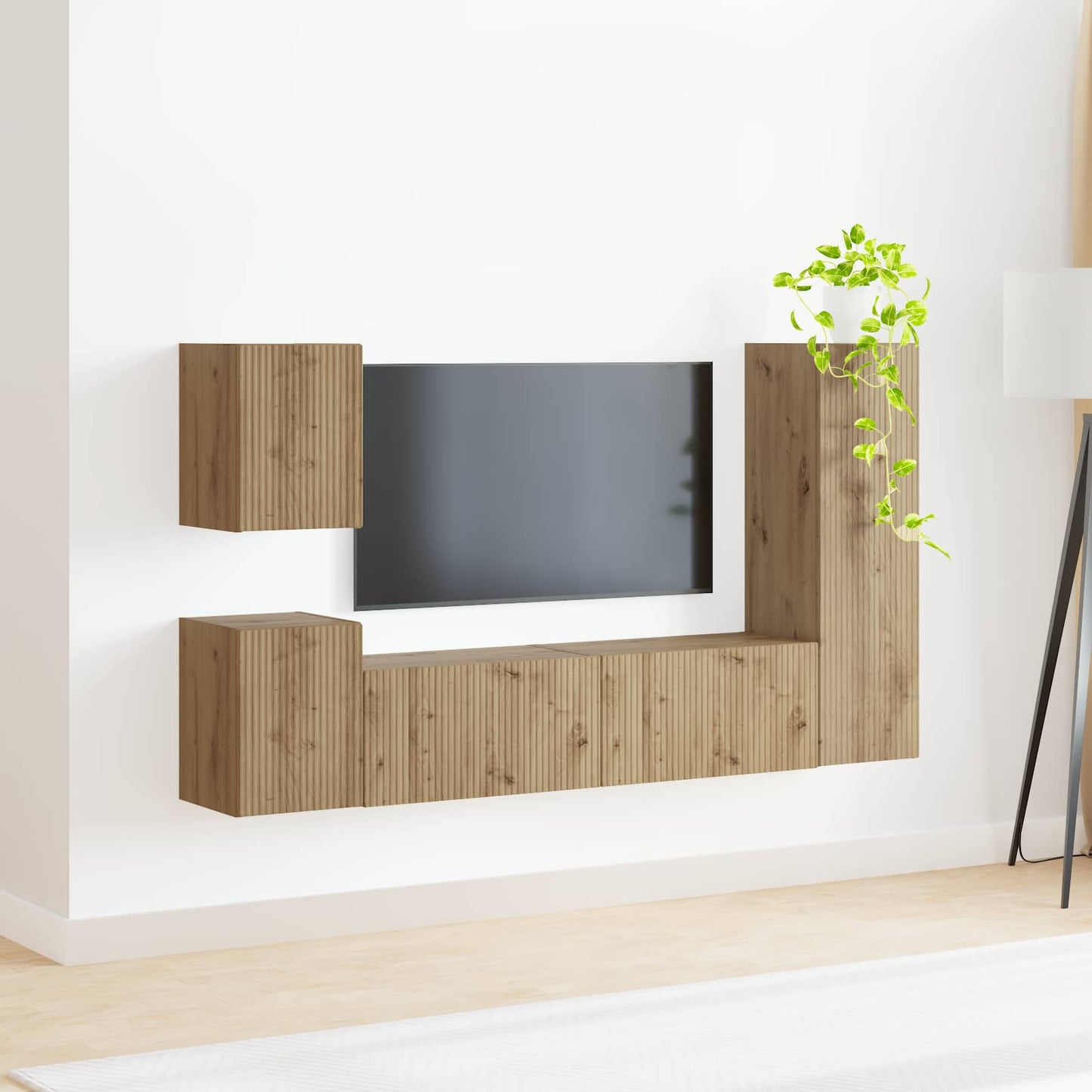 vidaXL TV-Schrankset Wandmontiert 4 pcs Artisan-Eiche Holzwerkstoff