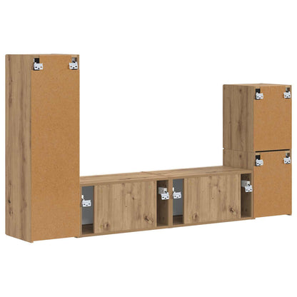 vidaXL TV-Schrankset Wandmontiert 4 pcs Artisan-Eiche Holzwerkstoff