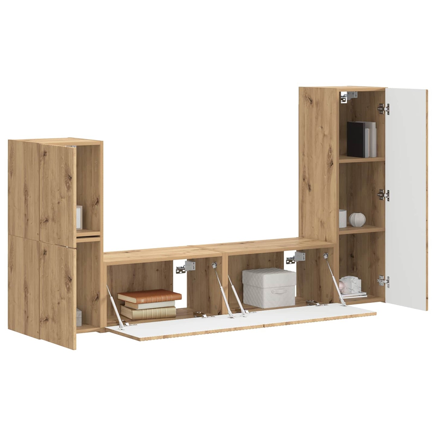 vidaXL TV-Schrankset Wandmontiert 4 pcs Artisan-Eiche Holzwerkstoff