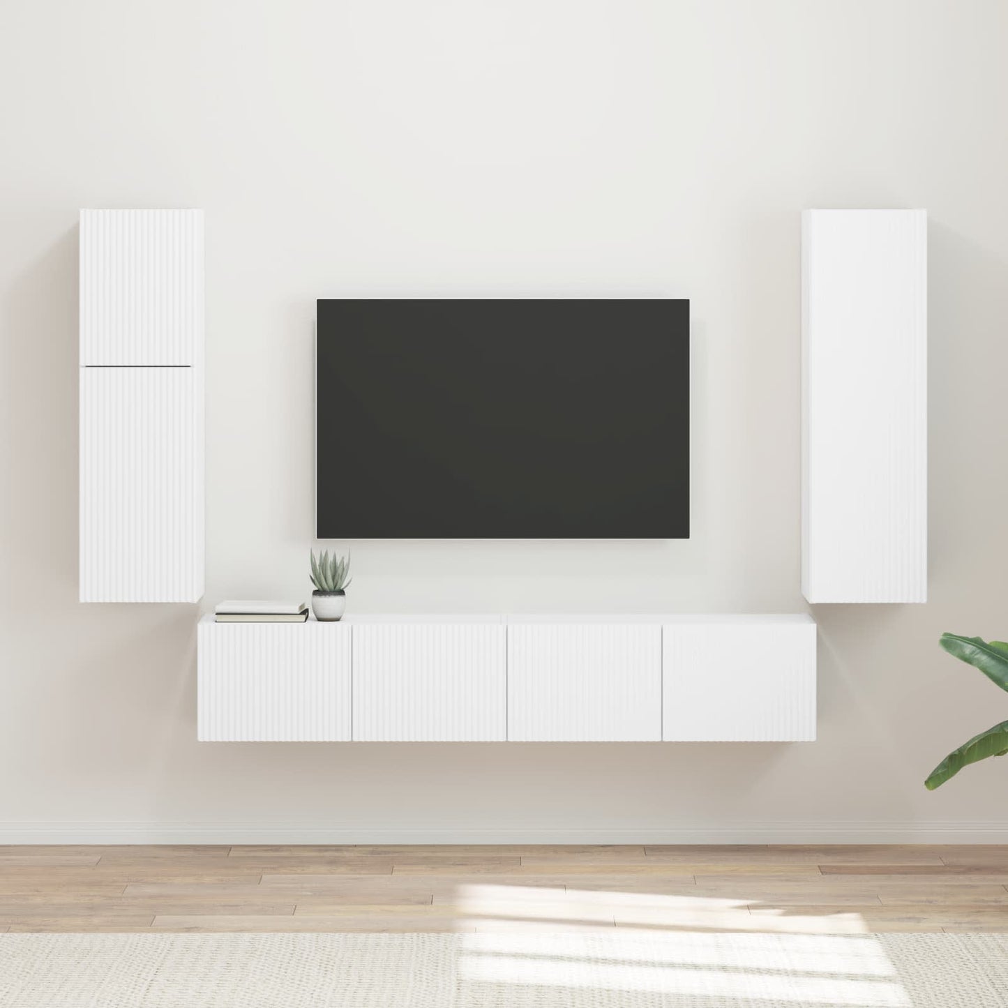 vidaXL TV-Schrankset Wandmontiert 4 pcs Weiß Holzwerkstoff