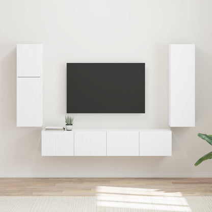 vidaXL TV-Schrankset Wandmontiert 4 pcs Weiß Holzwerkstoff