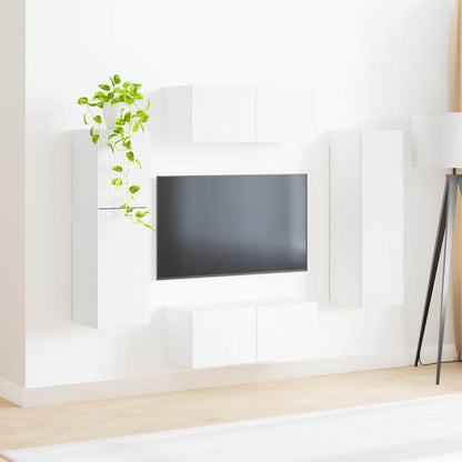 vidaXL TV-Schrankset Wandmontiert 4 pcs Weiß Holzwerkstoff