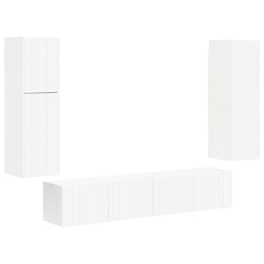 vidaXL TV-Schrankset Wandmontiert 4 pcs Weiß Holzwerkstoff