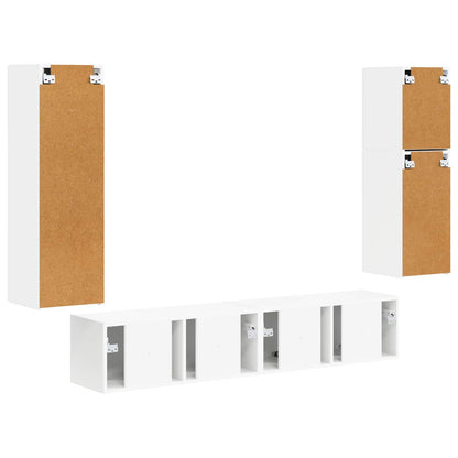 vidaXL TV-Schrankset Wandmontiert 4 pcs Weiß Holzwerkstoff