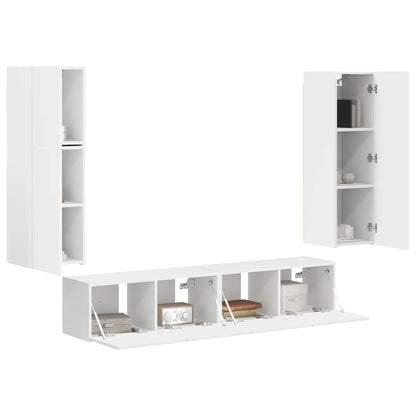 vidaXL TV-Schrankset Wandmontiert 4 pcs Weiß Holzwerkstoff