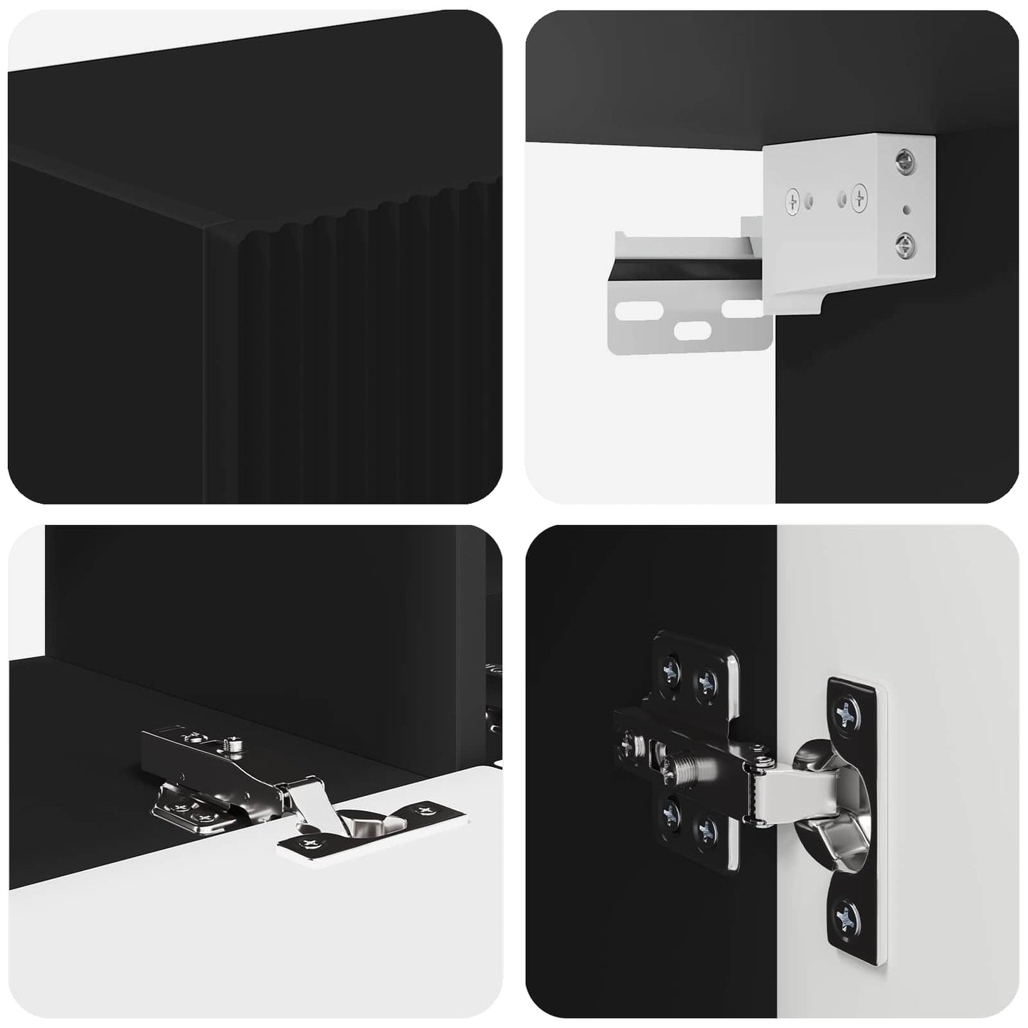 vidaXL TV-Schrankset Wandmontiert 4 pcs Schwarz Holzwerkstoff