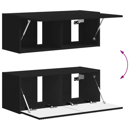 vidaXL TV-Schrankset Wandmontiert 4 pcs Schwarz Holzwerkstoff