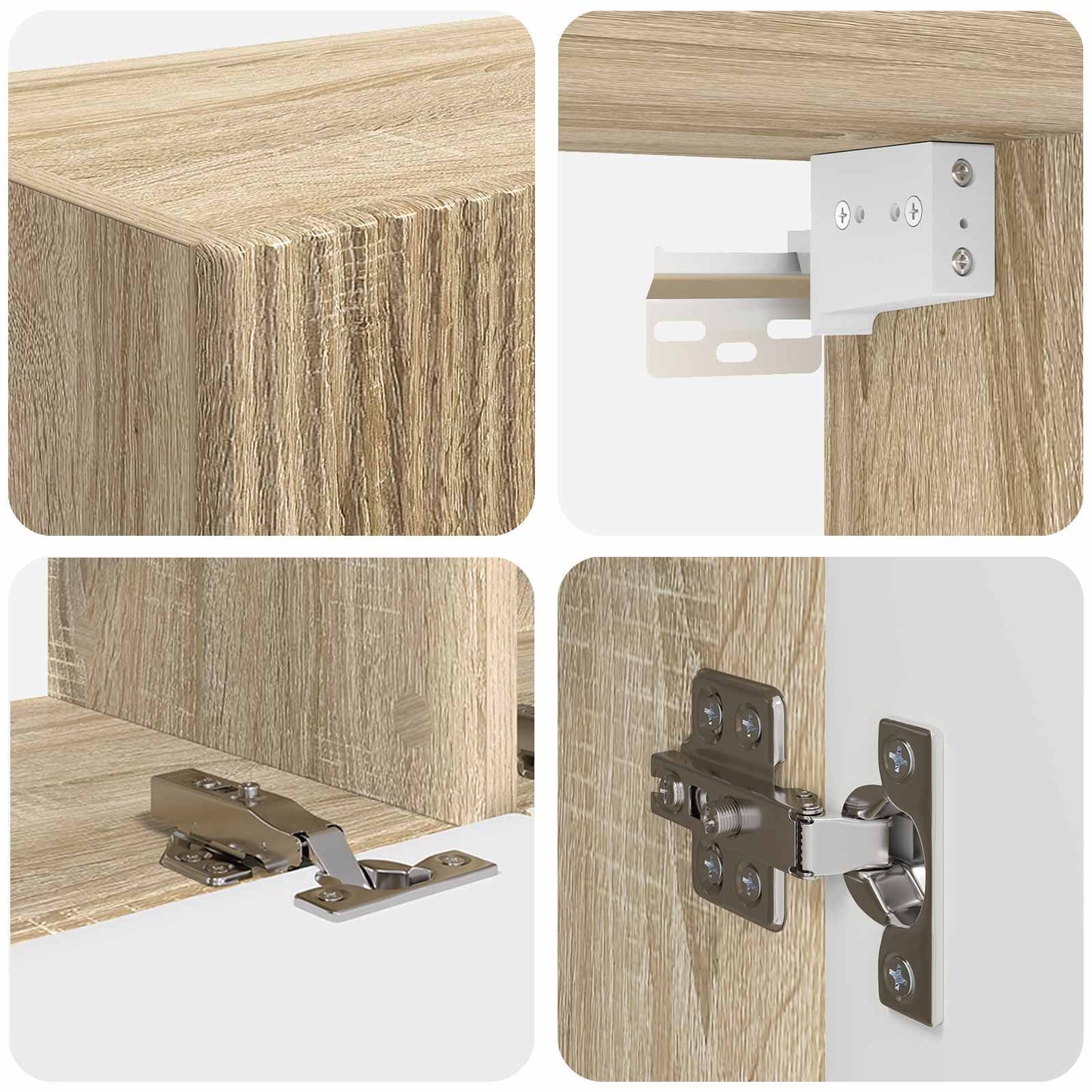 vidaXL TV-Schrankset Wandmontiert 4 pcs Sonoma-Eiche Holzwerkstoff