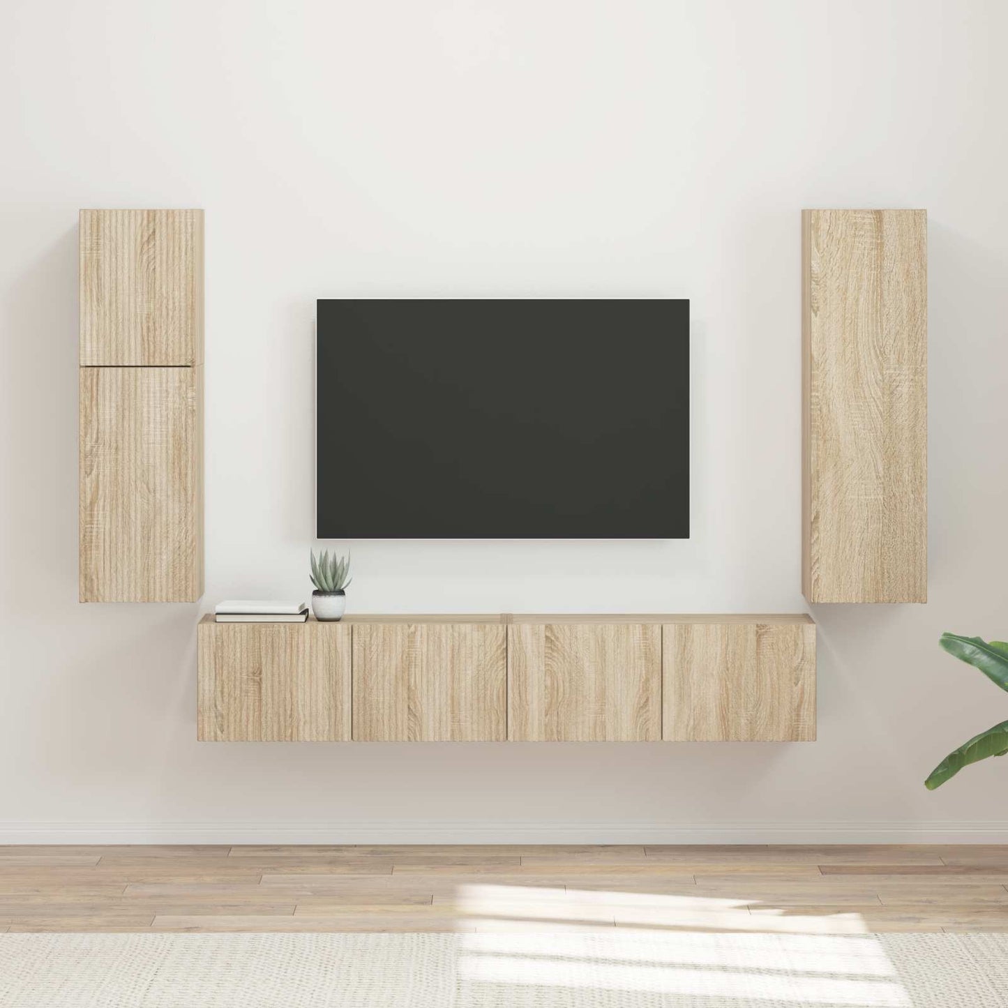 vidaXL TV-Schrankset Wandmontiert 4 pcs Sonoma-Eiche Holzwerkstoff