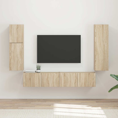 vidaXL TV-Schrankset Wandmontiert 4 pcs Sonoma-Eiche Holzwerkstoff
