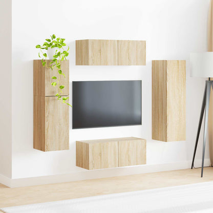 vidaXL TV-Schrankset Wandmontiert 4 pcs Sonoma-Eiche Holzwerkstoff