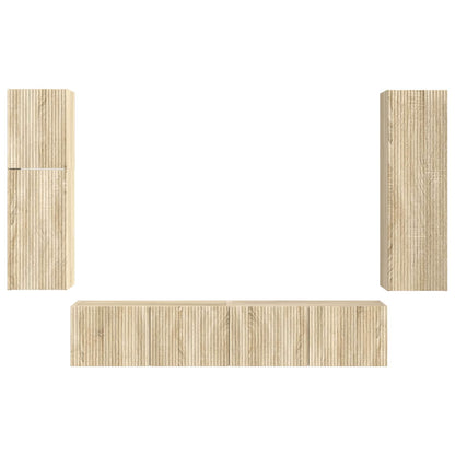 vidaXL TV-Schrankset Wandmontiert 4 pcs Sonoma-Eiche Holzwerkstoff
