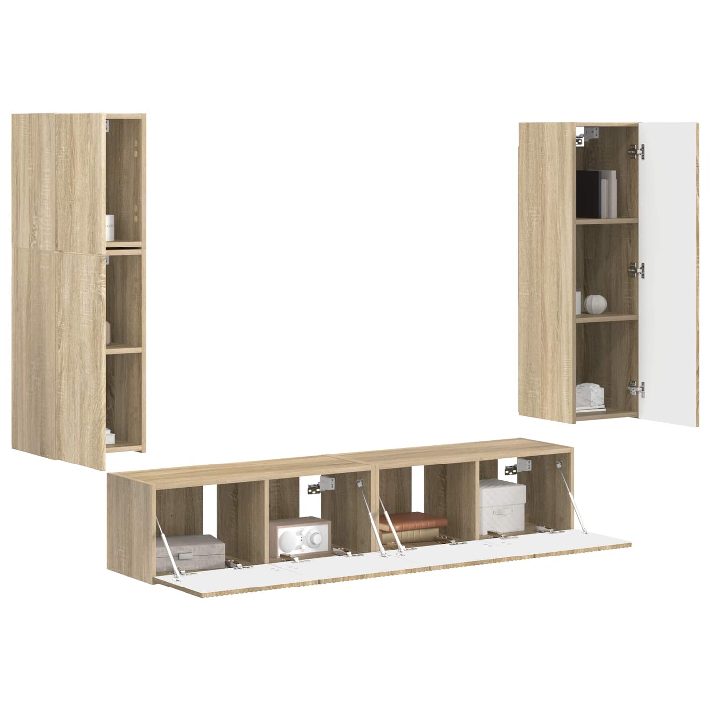 vidaXL TV-Schrankset Wandmontiert 4 pcs Sonoma-Eiche Holzwerkstoff