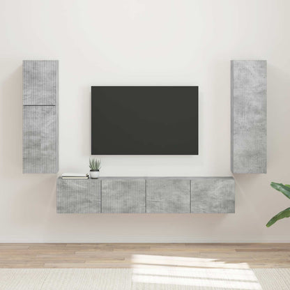 vidaXL Ensemble de meubles TV muraux 4 pcs Gris béton Aggloméré