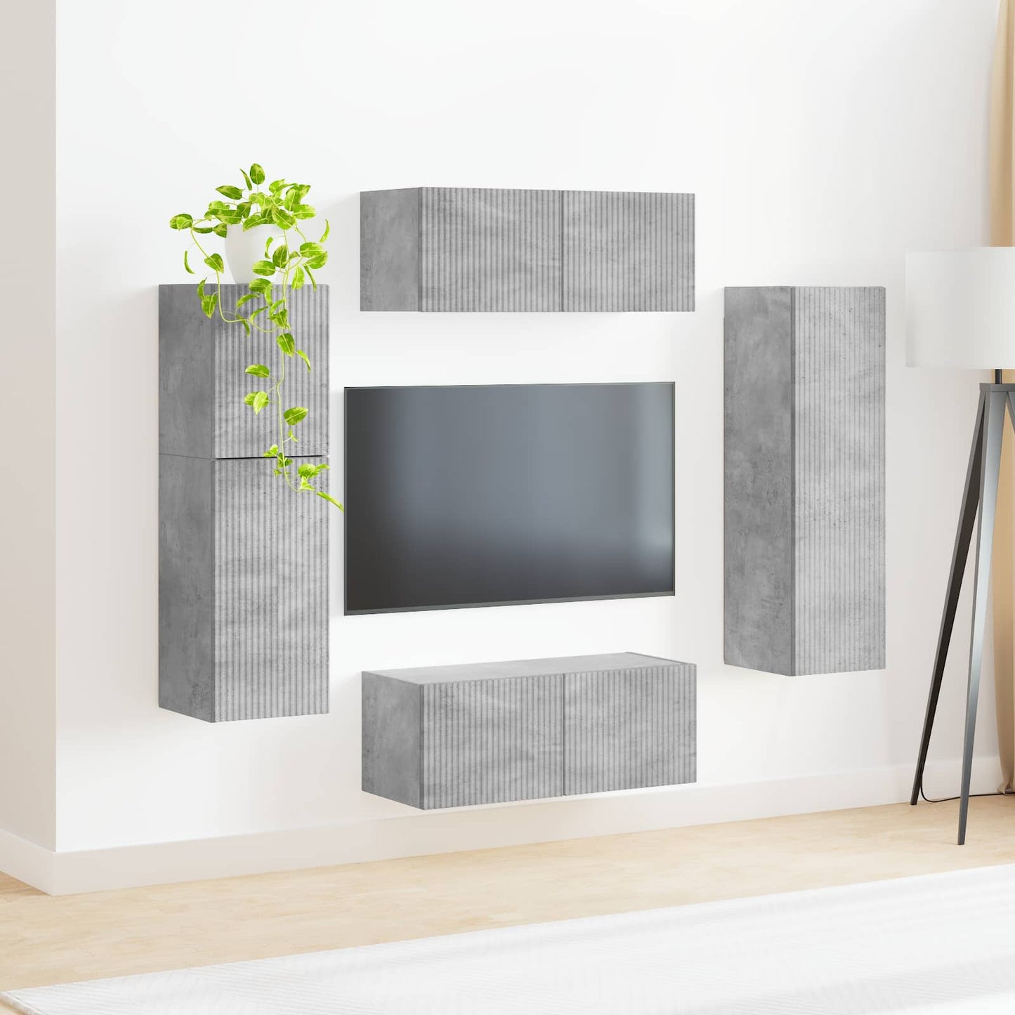 vidaXL Ensemble de meubles TV muraux 4 pcs Gris béton Aggloméré
