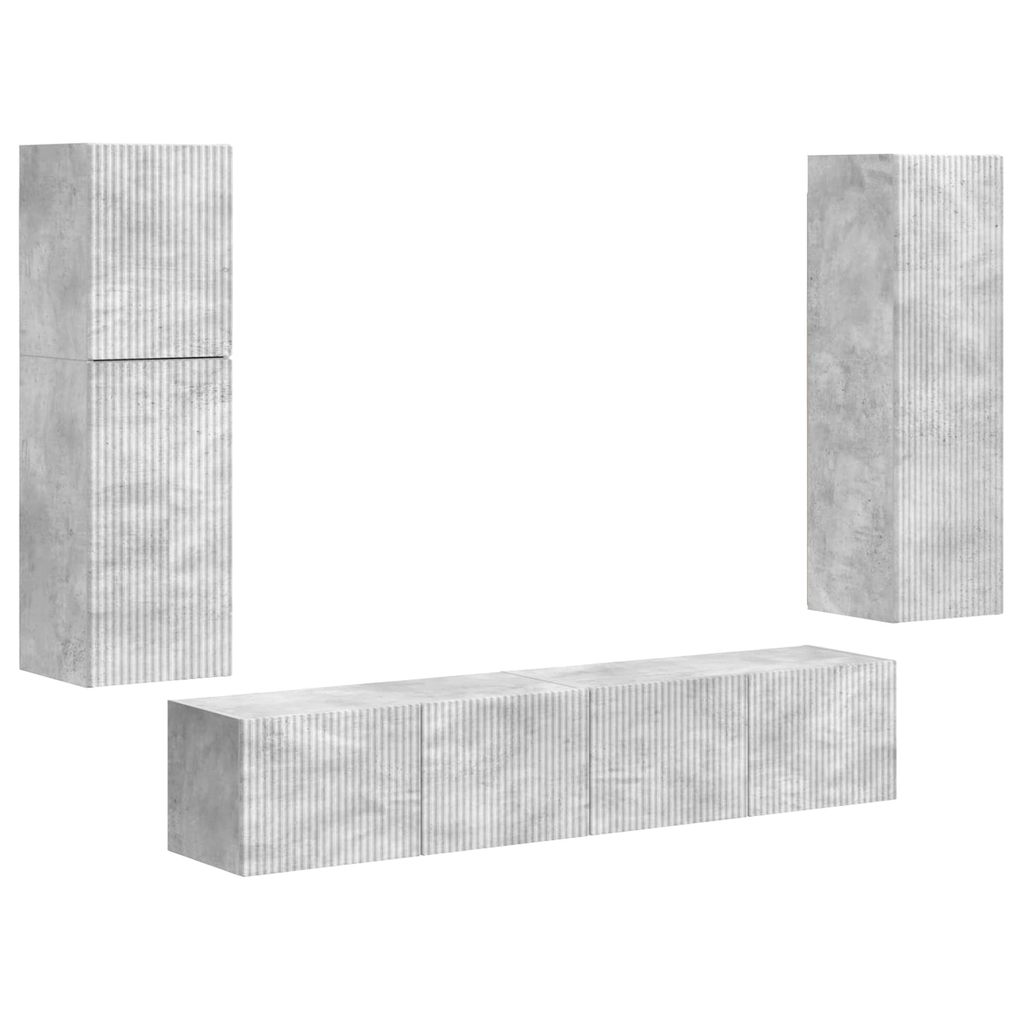 vidaXL Ensemble de meubles TV muraux 4 pcs Gris béton Aggloméré