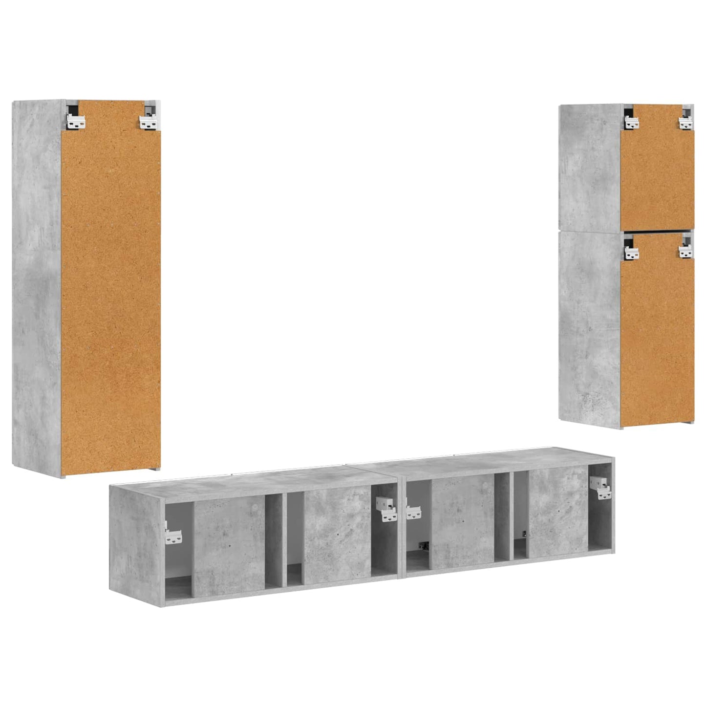 vidaXL Ensemble de meubles TV muraux 4 pcs Gris béton Aggloméré