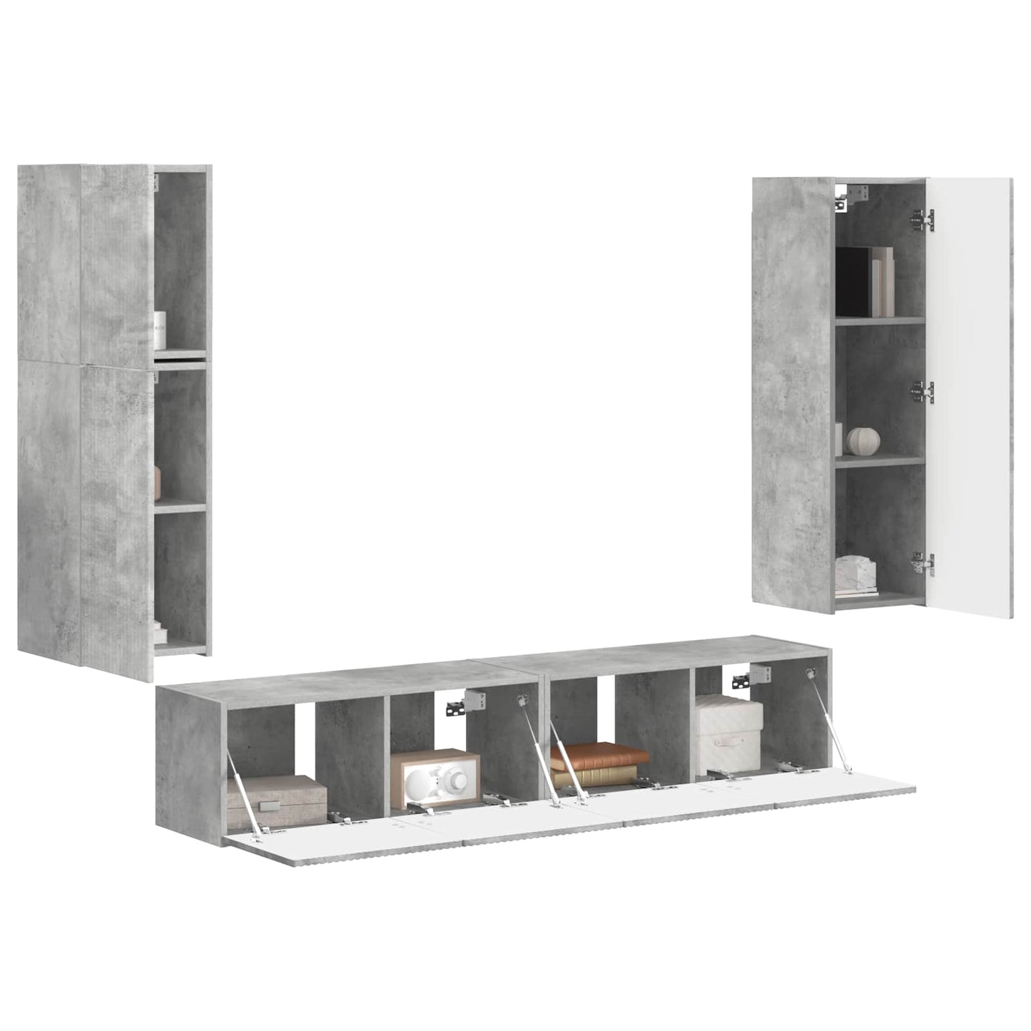 vidaXL Ensemble de meubles TV muraux 4 pcs Gris béton Aggloméré