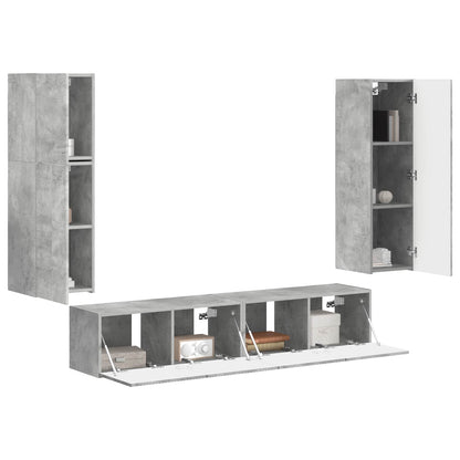 vidaXL Ensemble de meubles TV muraux 4 pcs Gris béton Aggloméré