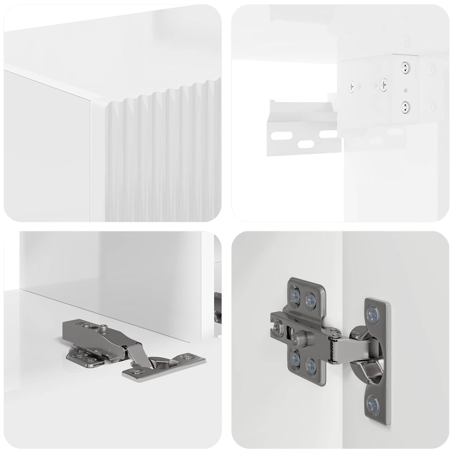 vidaXL TV-Schrankset Wandmontiert 4 pcs Hochglanz Weiß Holzwerkstoff