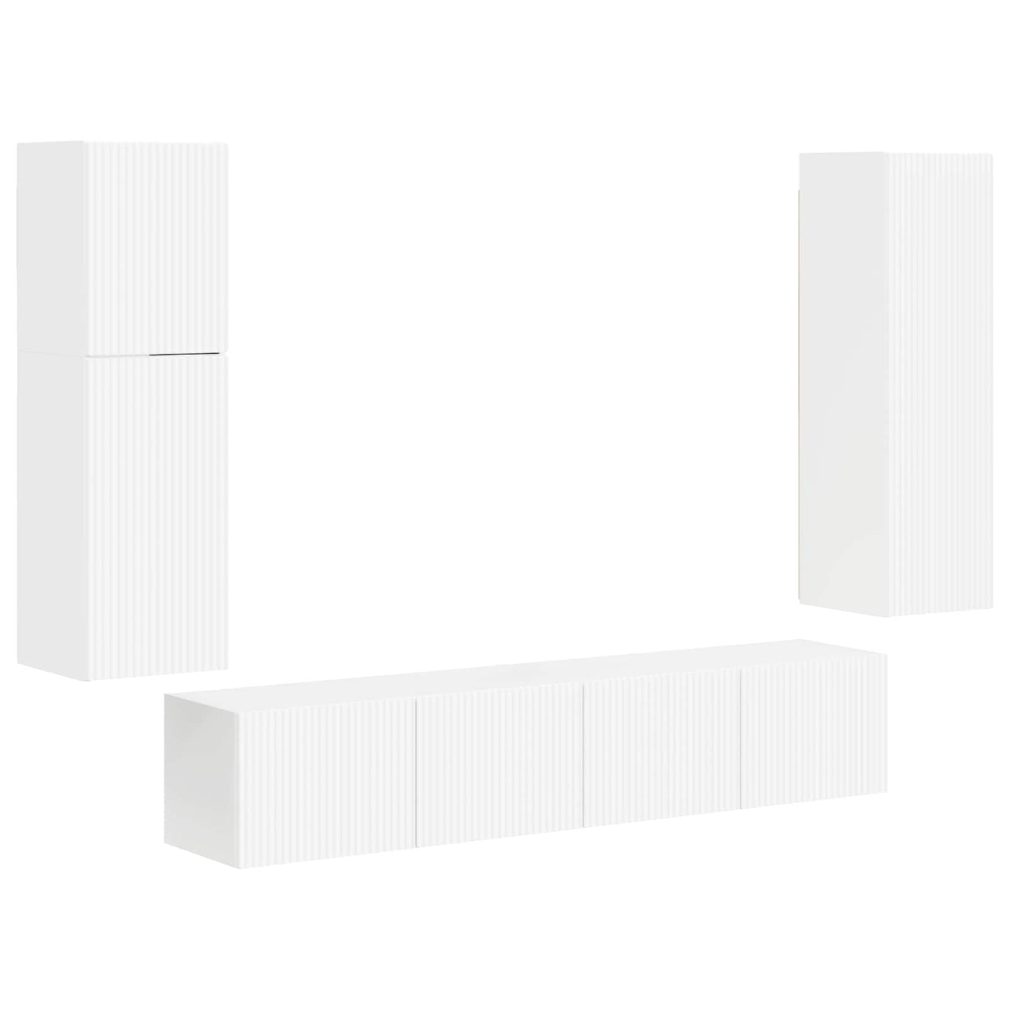 vidaXL TV-Schrankset Wandmontiert 4 pcs Hochglanz Weiß Holzwerkstoff