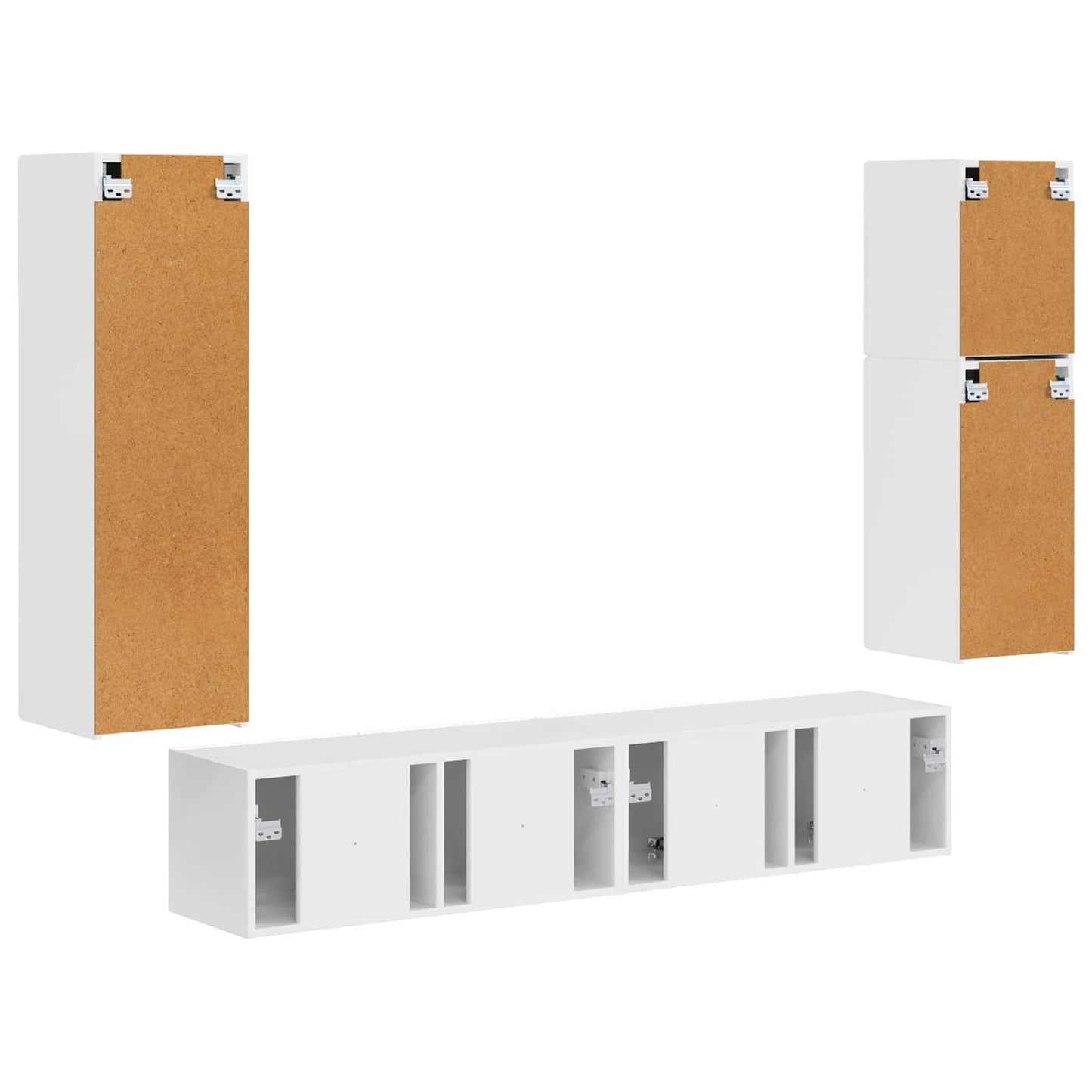 vidaXL TV-Schrankset Wandmontiert 4 pcs Hochglanz Weiß Holzwerkstoff