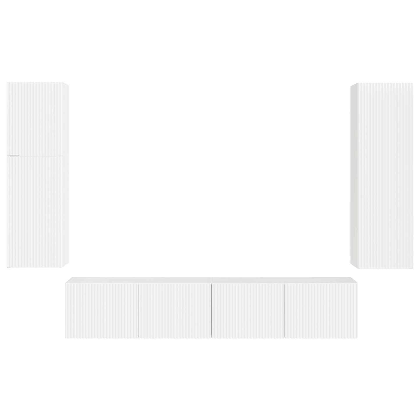vidaXL TV-Schrankset Wandmontiert 4 pcs Hochglanz Weiß Holzwerkstoff