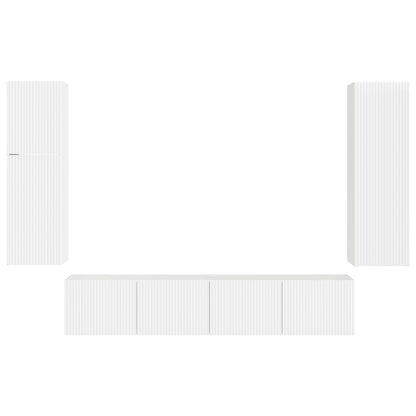 vidaXL TV-Schrankset Wandmontiert 4 pcs Hochglanz Weiß Holzwerkstoff