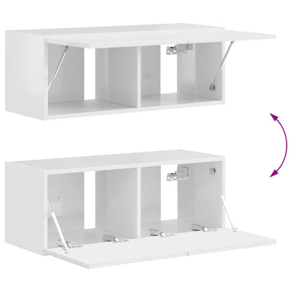 vidaXL TV-Schrankset Wandmontiert 4 pcs Hochglanz Weiß Holzwerkstoff