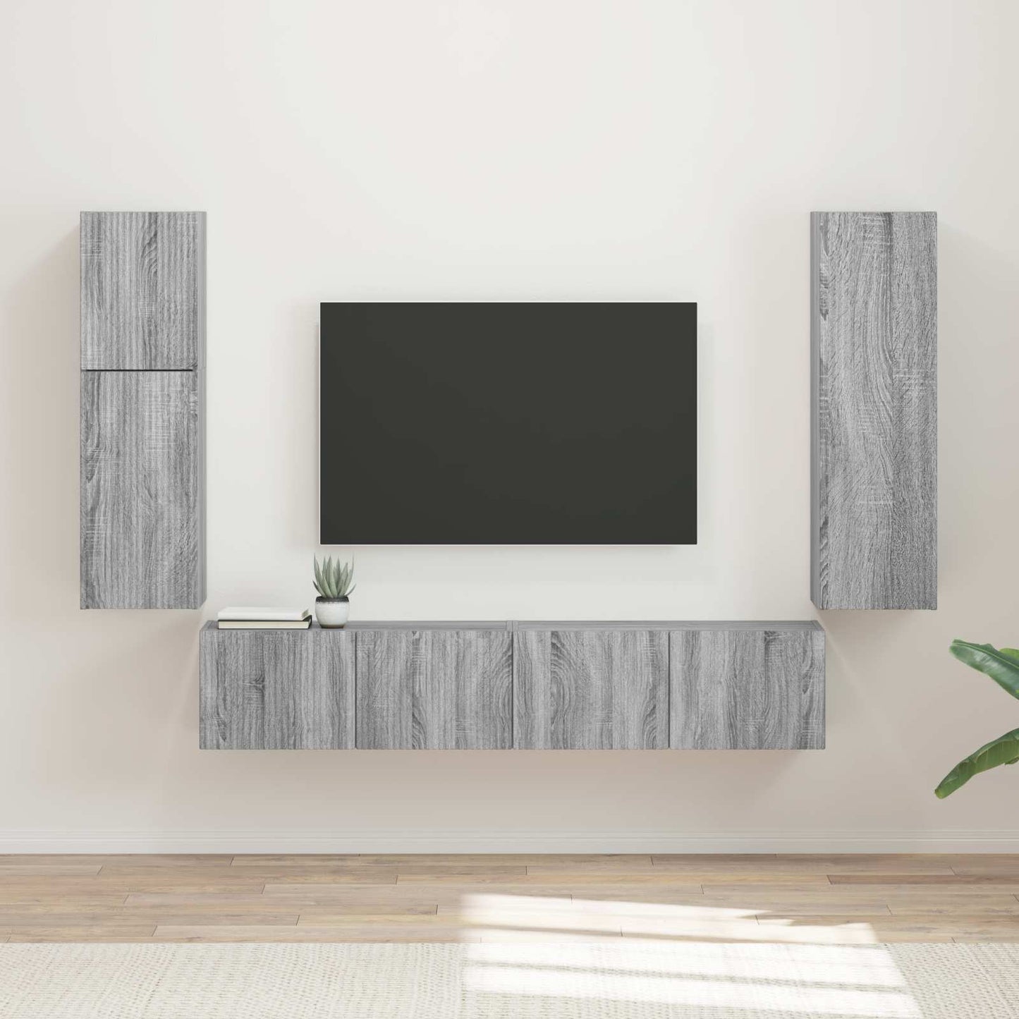 vidaXL TV-Schrankset Wandmontiert 4 pcs Graues Sonoma Holzwerkstoff