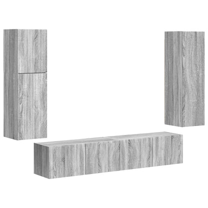 vidaXL TV-Schrankset Wandmontiert 4 pcs Graues Sonoma Holzwerkstoff