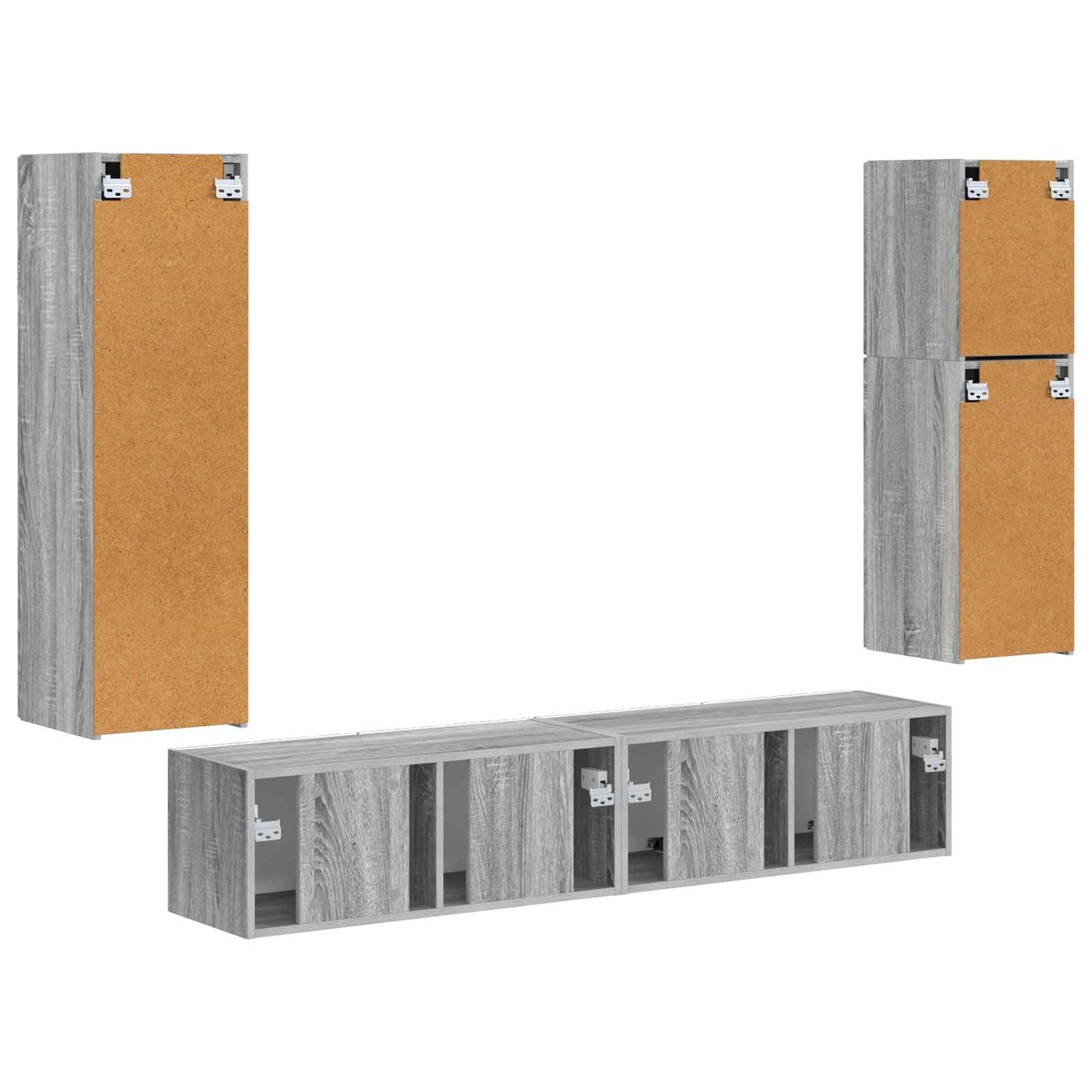vidaXL TV-Schrankset Wandmontiert 4 pcs Graues Sonoma Holzwerkstoff
