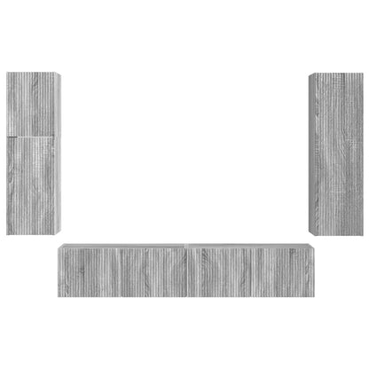 vidaXL TV-Schrankset Wandmontiert 4 pcs Graues Sonoma Holzwerkstoff
