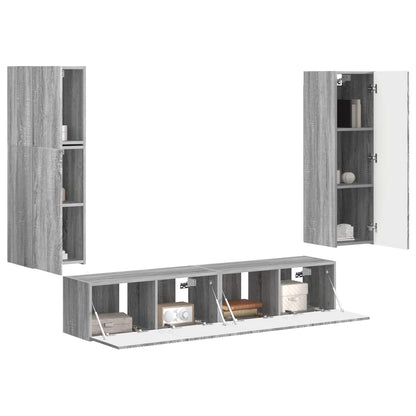 vidaXL TV-Schrankset Wandmontiert 4 pcs Graues Sonoma Holzwerkstoff