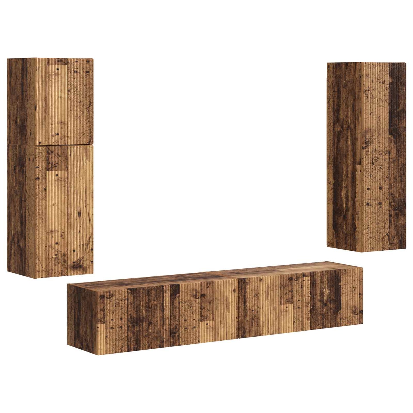 vidaXL TV-Schrankset Wandmontiert 4 pcs Altholz Holzwerkstoff