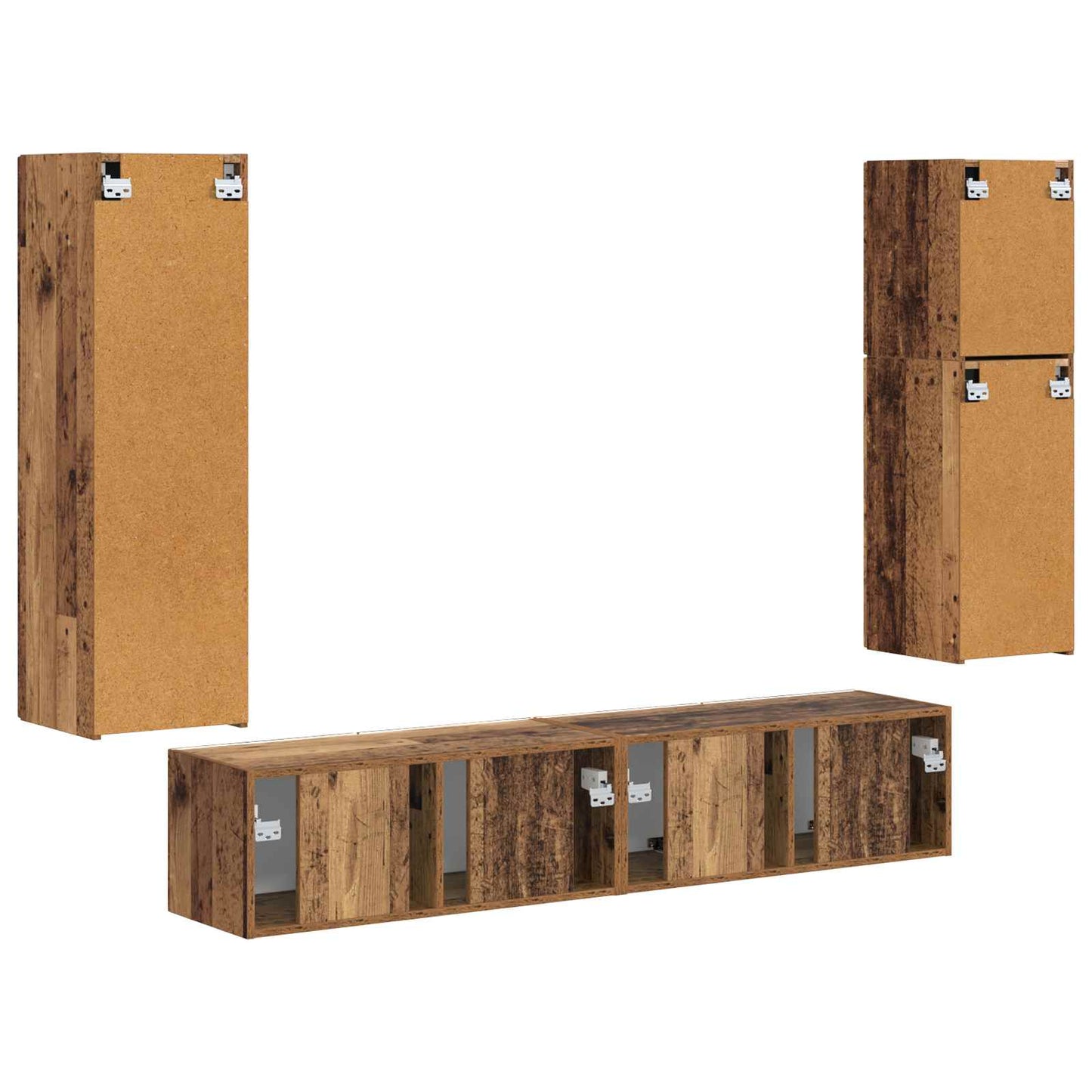 vidaXL TV-Schrankset Wandmontiert 4 pcs Altholz Holzwerkstoff