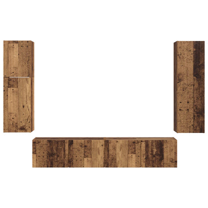 vidaXL TV-Schrankset Wandmontiert 4 pcs Altholz Holzwerkstoff