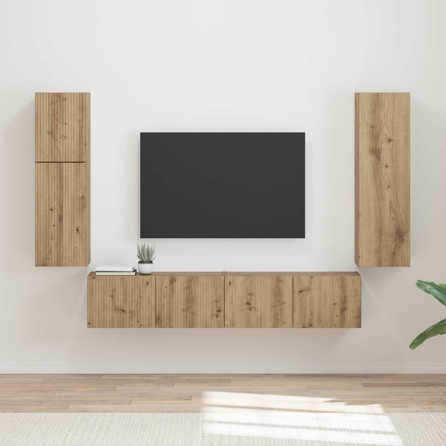 vidaXL TV-Schrankset Wandmontiert 4 pcs Artisan-Eiche Holzwerkstoff