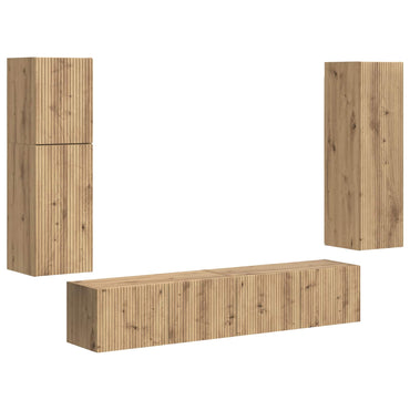 vidaXL TV-Schrankset Wandmontiert 4 pcs Artisan-Eiche Holzwerkstoff