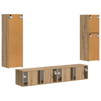 vidaXL TV-Schrankset Wandmontiert 4 pcs Artisan-Eiche Holzwerkstoff