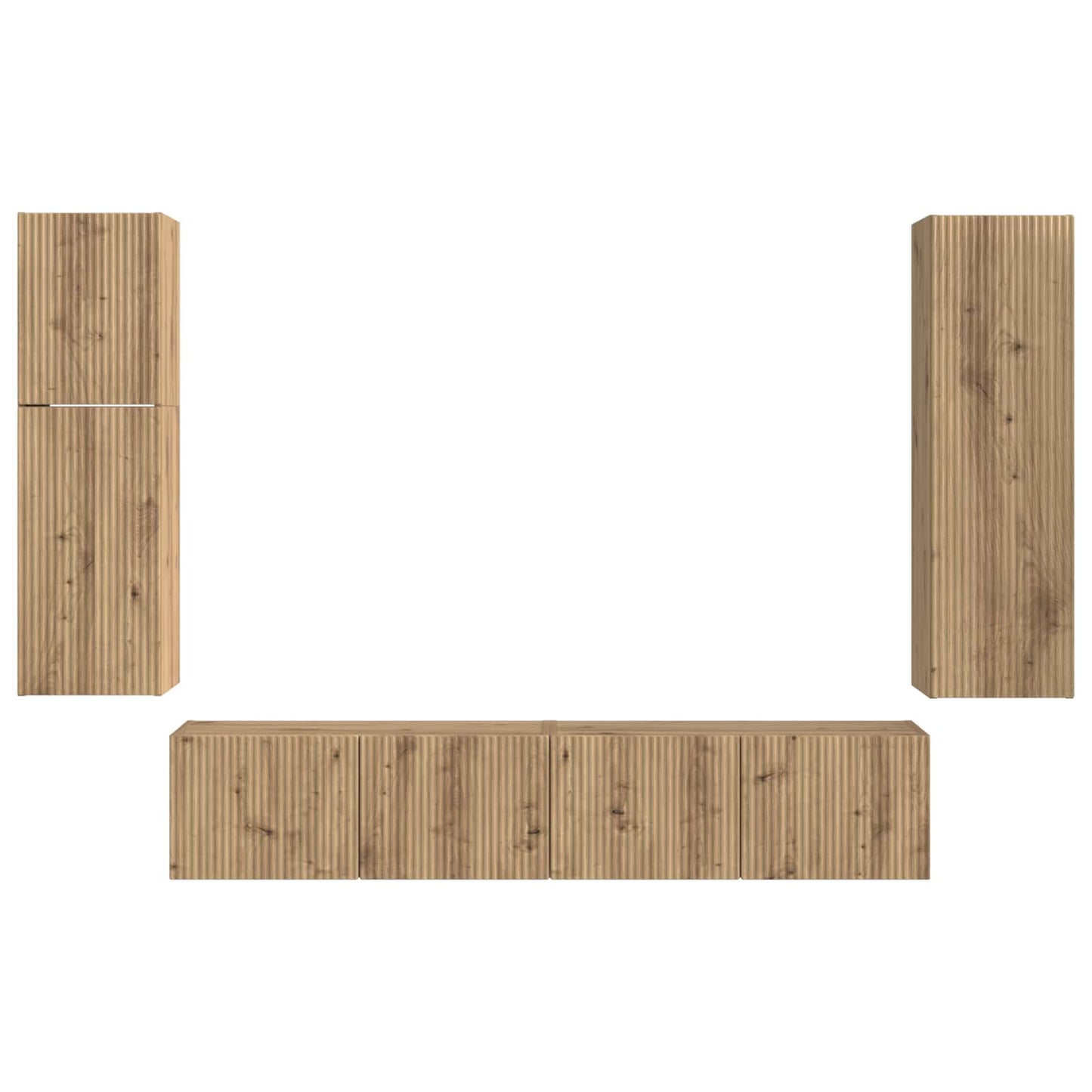 vidaXL TV-Schrankset Wandmontiert 4 pcs Artisan-Eiche Holzwerkstoff