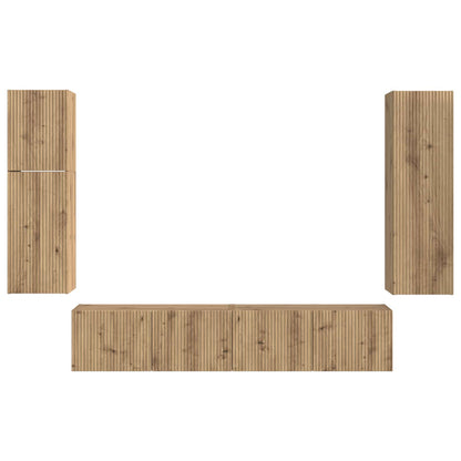 vidaXL TV-Schrankset Wandmontiert 4 pcs Artisan-Eiche Holzwerkstoff