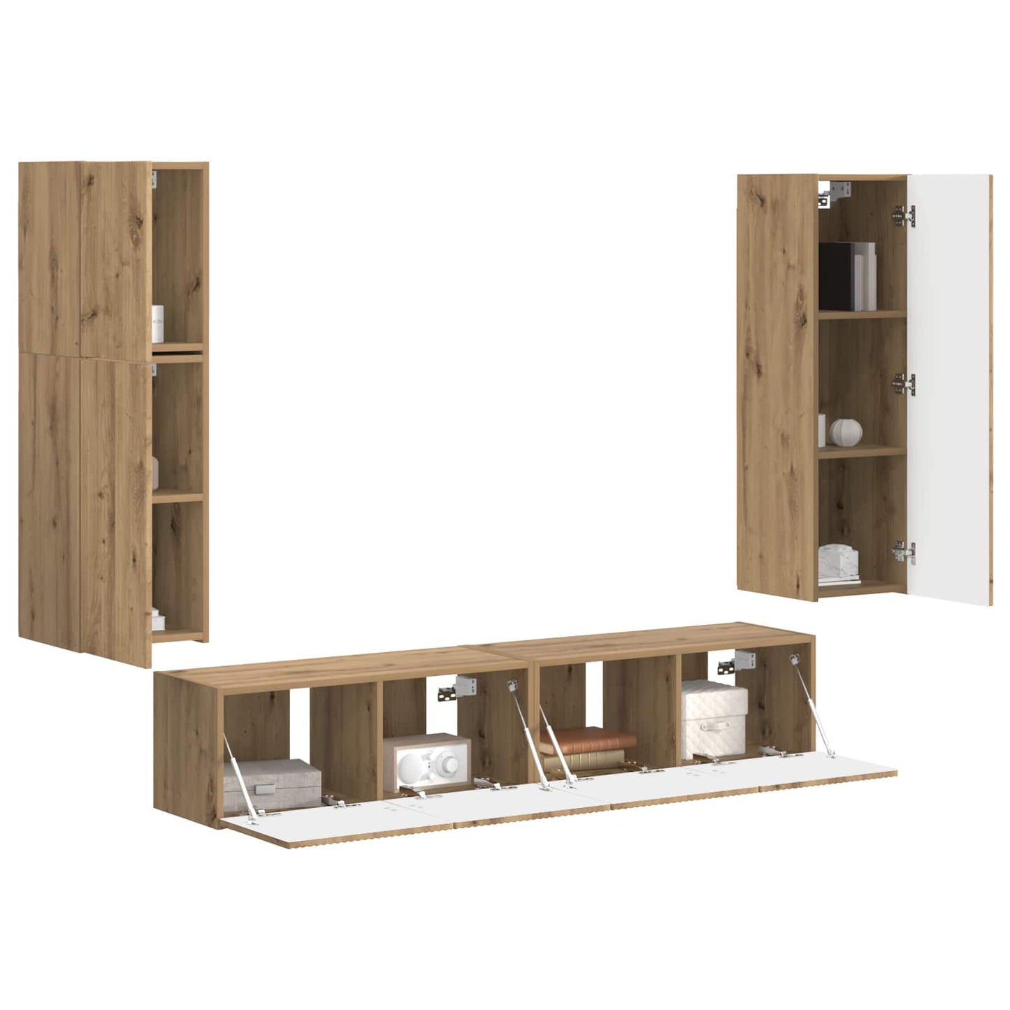 vidaXL TV-Schrankset Wandmontiert 4 pcs Artisan-Eiche Holzwerkstoff