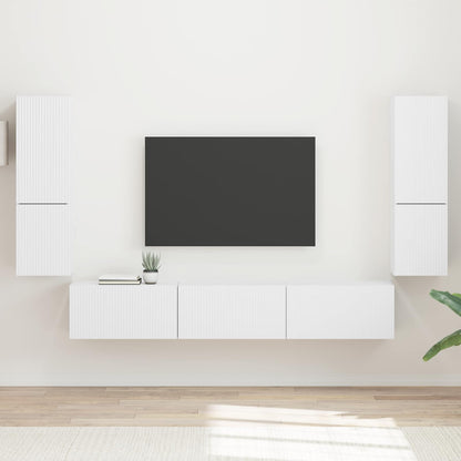 vidaXL TV-Schrankset Wandmontiert 4 pcs Weiß Holzwerkstoff