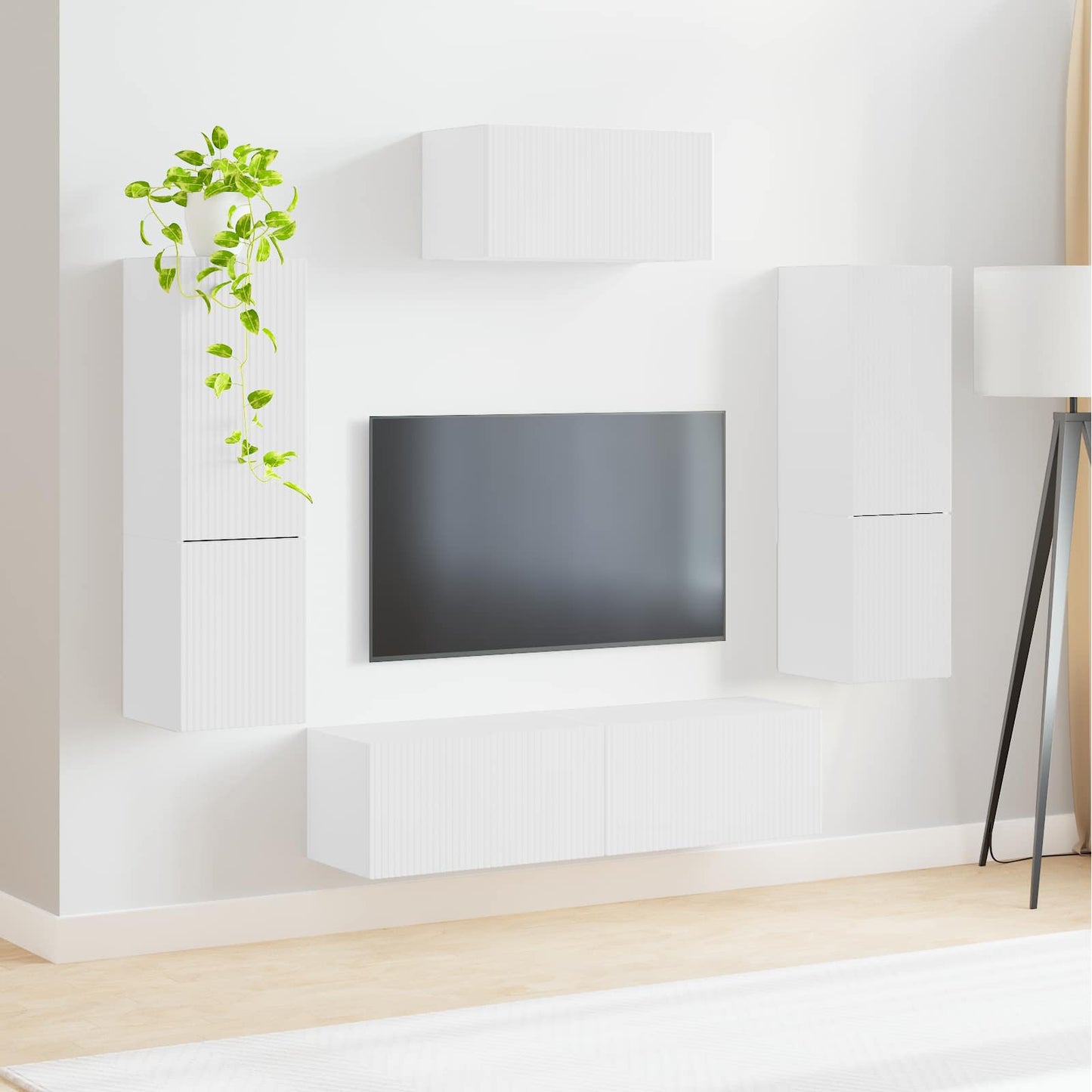 vidaXL TV-Schrankset Wandmontiert 4 pcs Weiß Holzwerkstoff