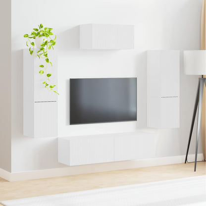 vidaXL TV-Schrankset Wandmontiert 4 pcs Weiß Holzwerkstoff