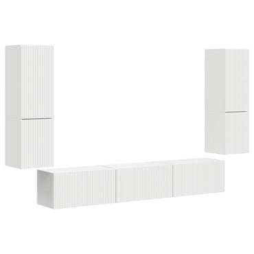 vidaXL TV-Schrankset Wandmontiert 4 pcs Weiß Holzwerkstoff