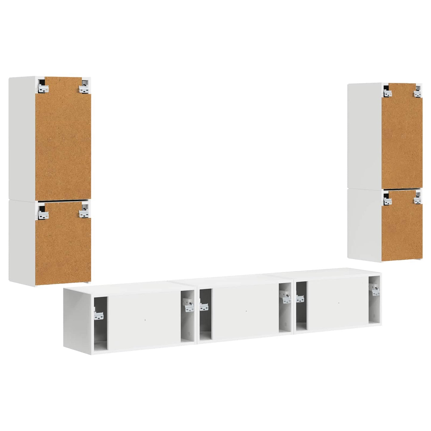 vidaXL TV-Schrankset Wandmontiert 4 pcs Weiß Holzwerkstoff