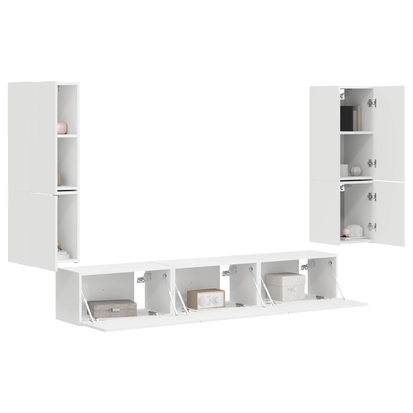 vidaXL TV-Schrankset Wandmontiert 4 pcs Weiß Holzwerkstoff
