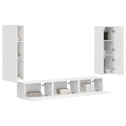 vidaXL TV-Schrankset Wandmontiert 4 pcs Weiß Holzwerkstoff